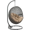 Modway Hide Outdoor Patio Swing Chair with Stand, Gray and Mocha EEI-2273-GRY-MOC
